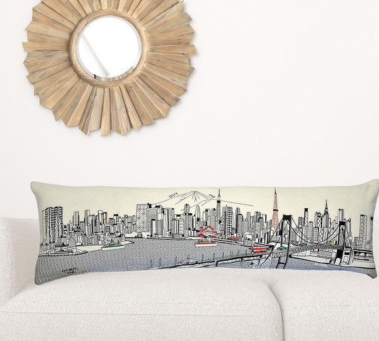 14" X 46" Cream Wool Zippered Pillow
