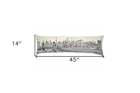 14" X 46" Cream Wool Zippered Pillow