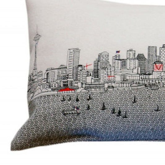 14" X 46" Cream Wool Zippered Pillow