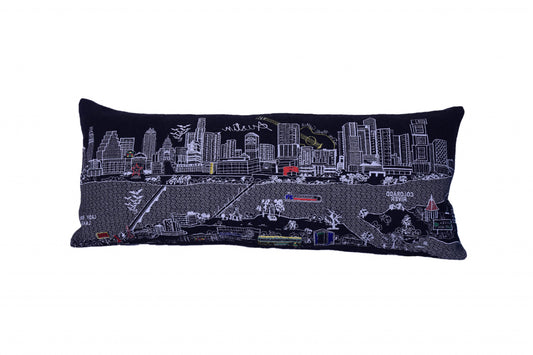 35" Black Austin Nighttime Skyline Lumbar Decorative Pillow