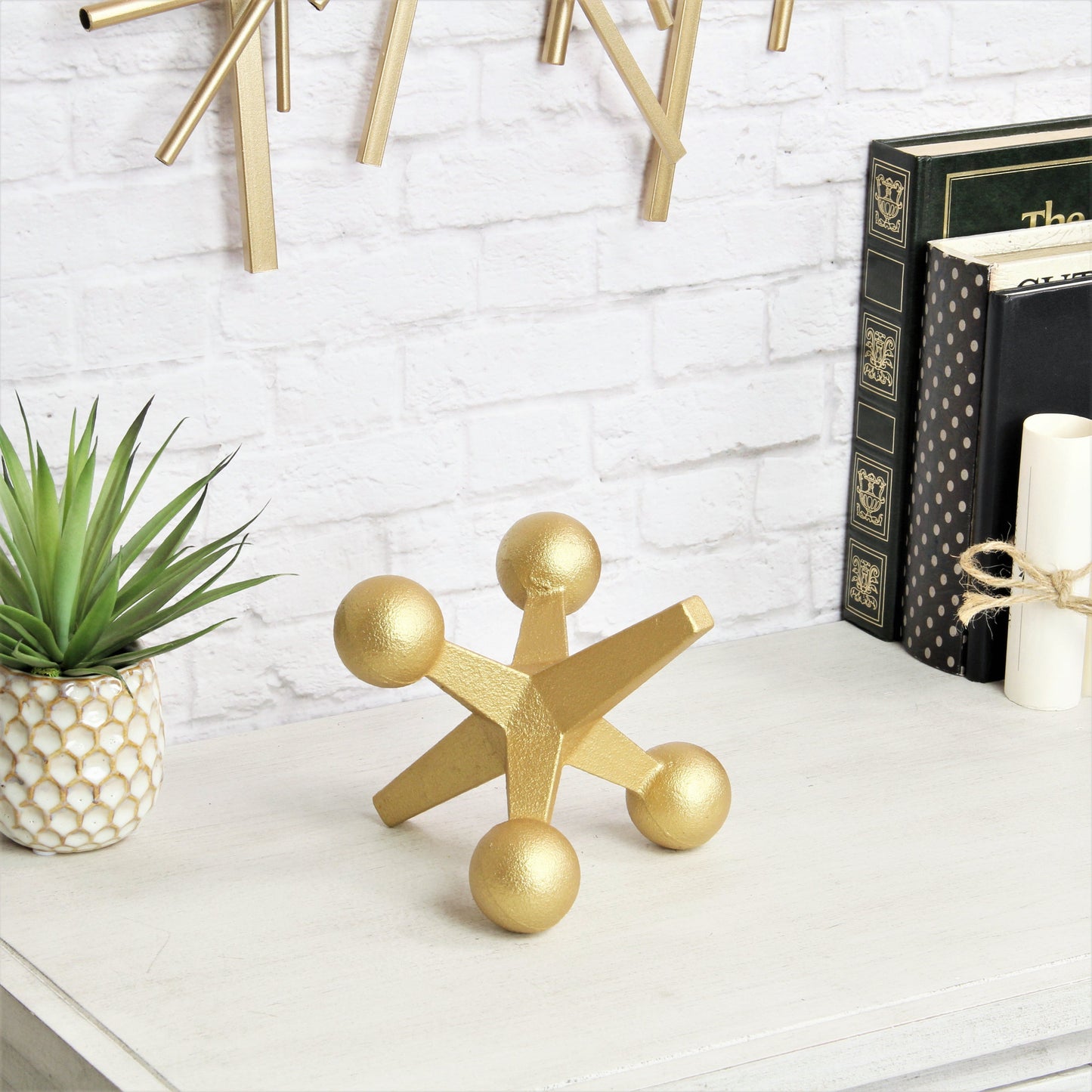 5" Gold Metal Game Hand Painted Tabletop Sculpture