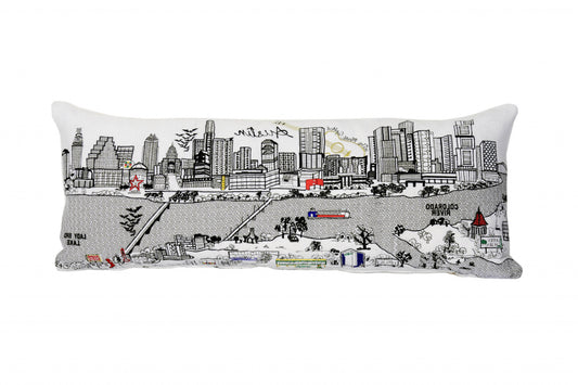 35" White Austin Daylight Skyline Lumbar Decorative Pillow