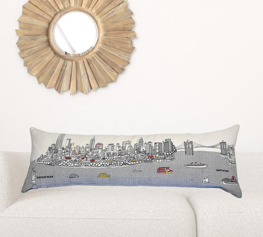 14" X 46" Cream Wool Zippered Pillow