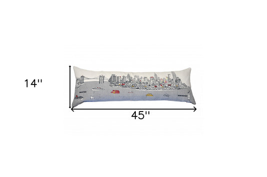 14" X 46" Cream Wool Zippered Pillow