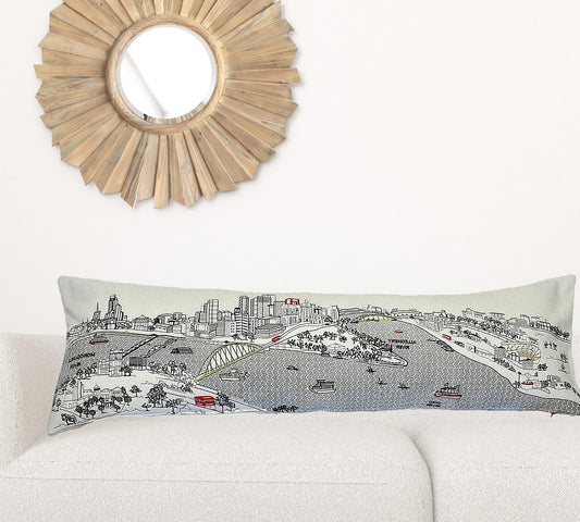14" X 46" Cream Wool Zippered Pillow