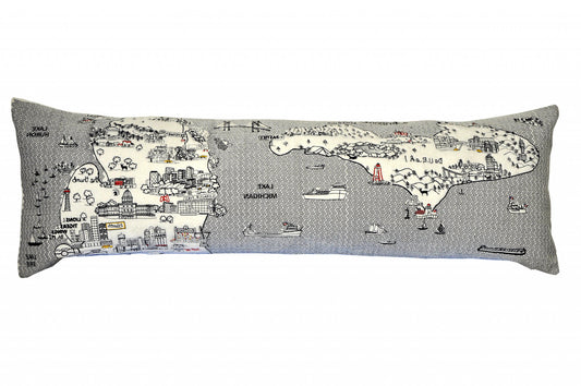 14" X 46" Cream Wool Zippered Pillow