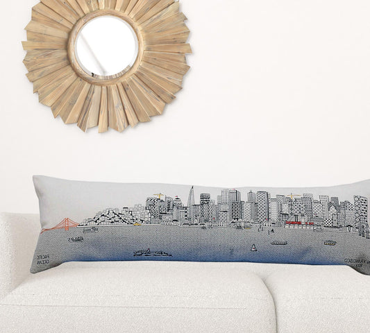 14" X 46" Cream Wool Zippered Pillow