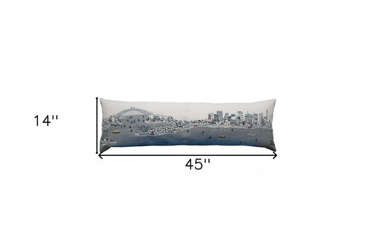 14" X 46" Cream Wool Zippered Pillow