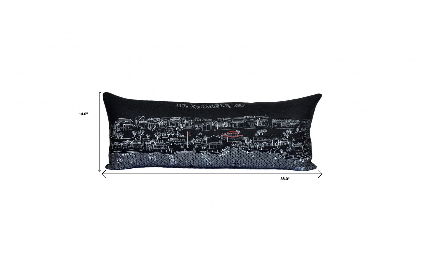 35" Black St Michael's Nighttime Skyline Lumbar Decorative Pillow
