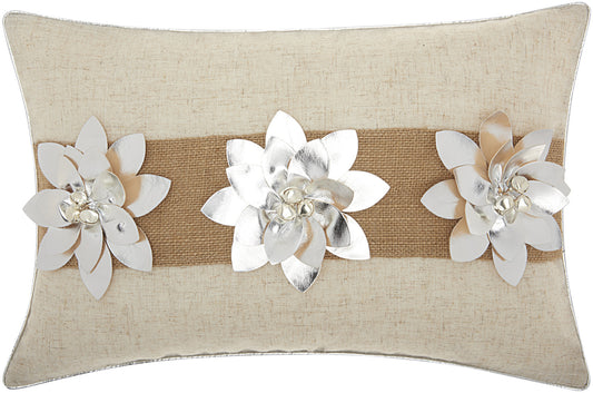 12" X 18" Silver Zippered Polyester Christmas Throw Pillow