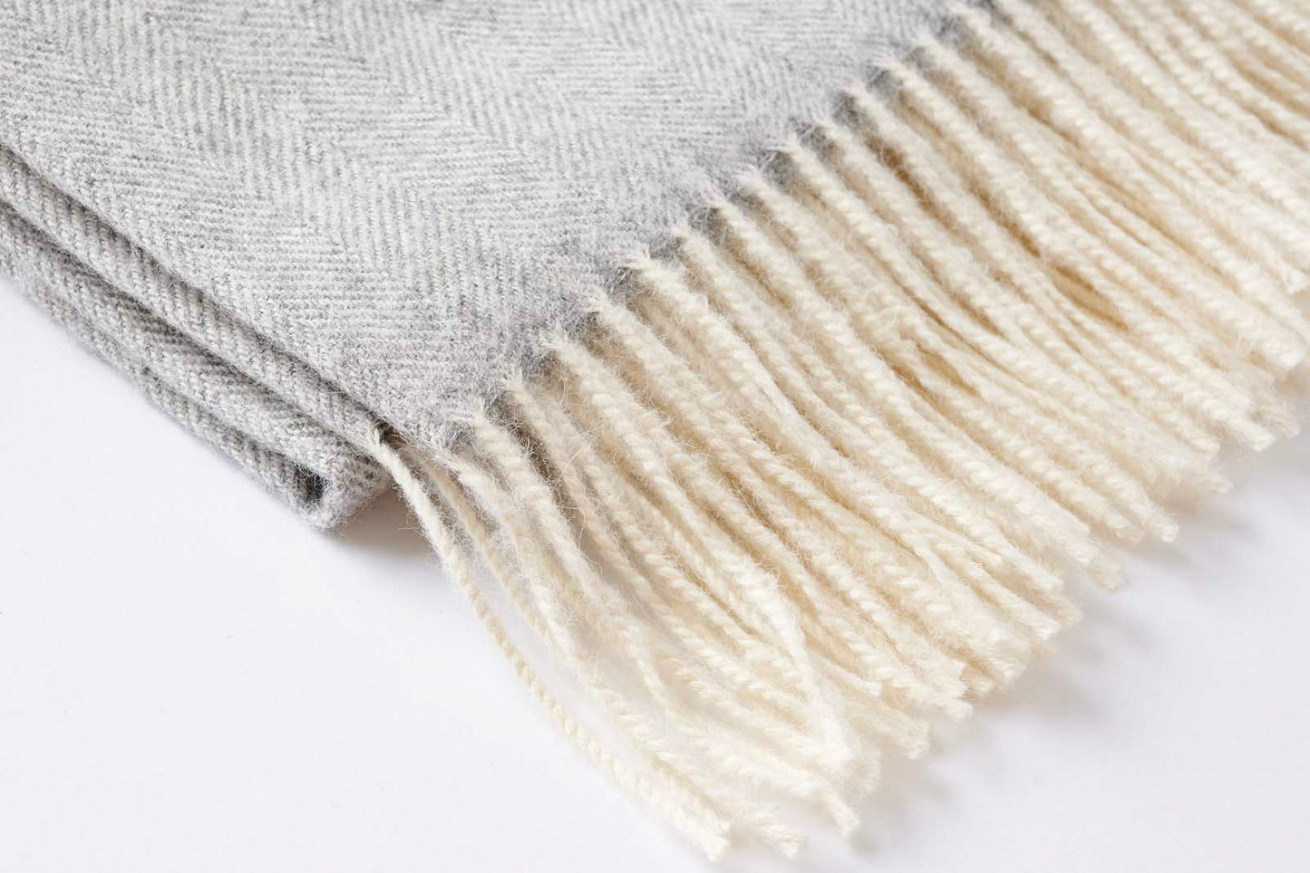 Gray Woven Wool Reversable Throw