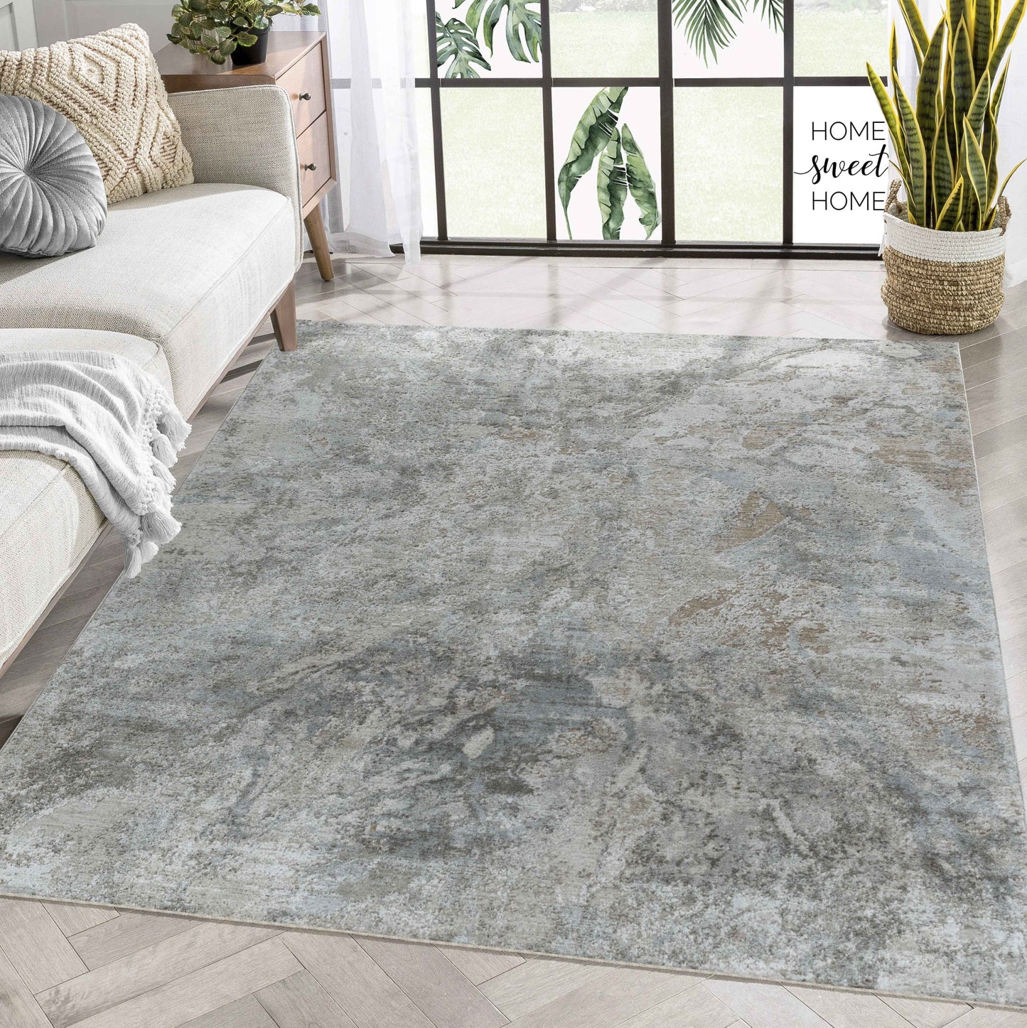 5' X 8' Beige Abstract Power Loom Area Rug