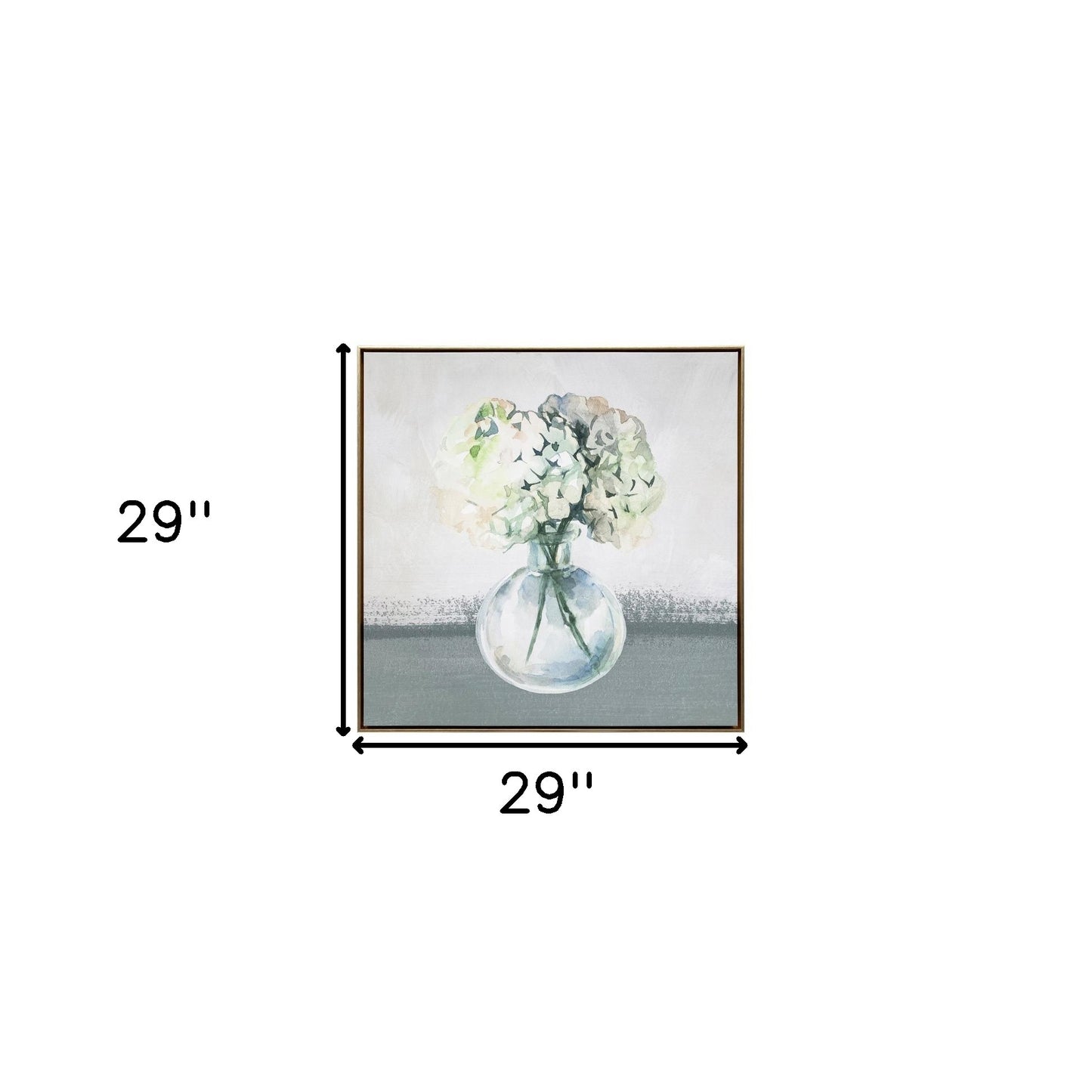 Hydrangea In Vase Gold Floater Frame Painting Wall Art