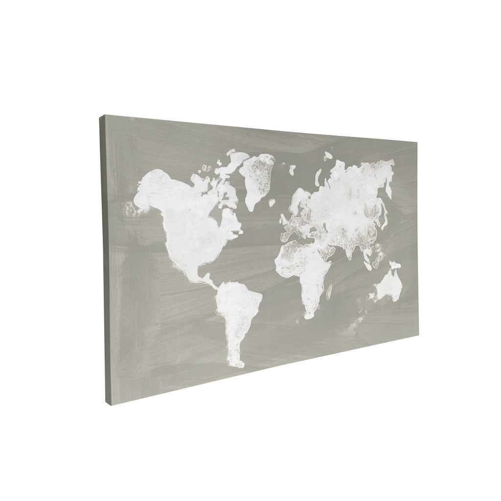 The World In Neutral Wrapped Canvas Painting Wall Art