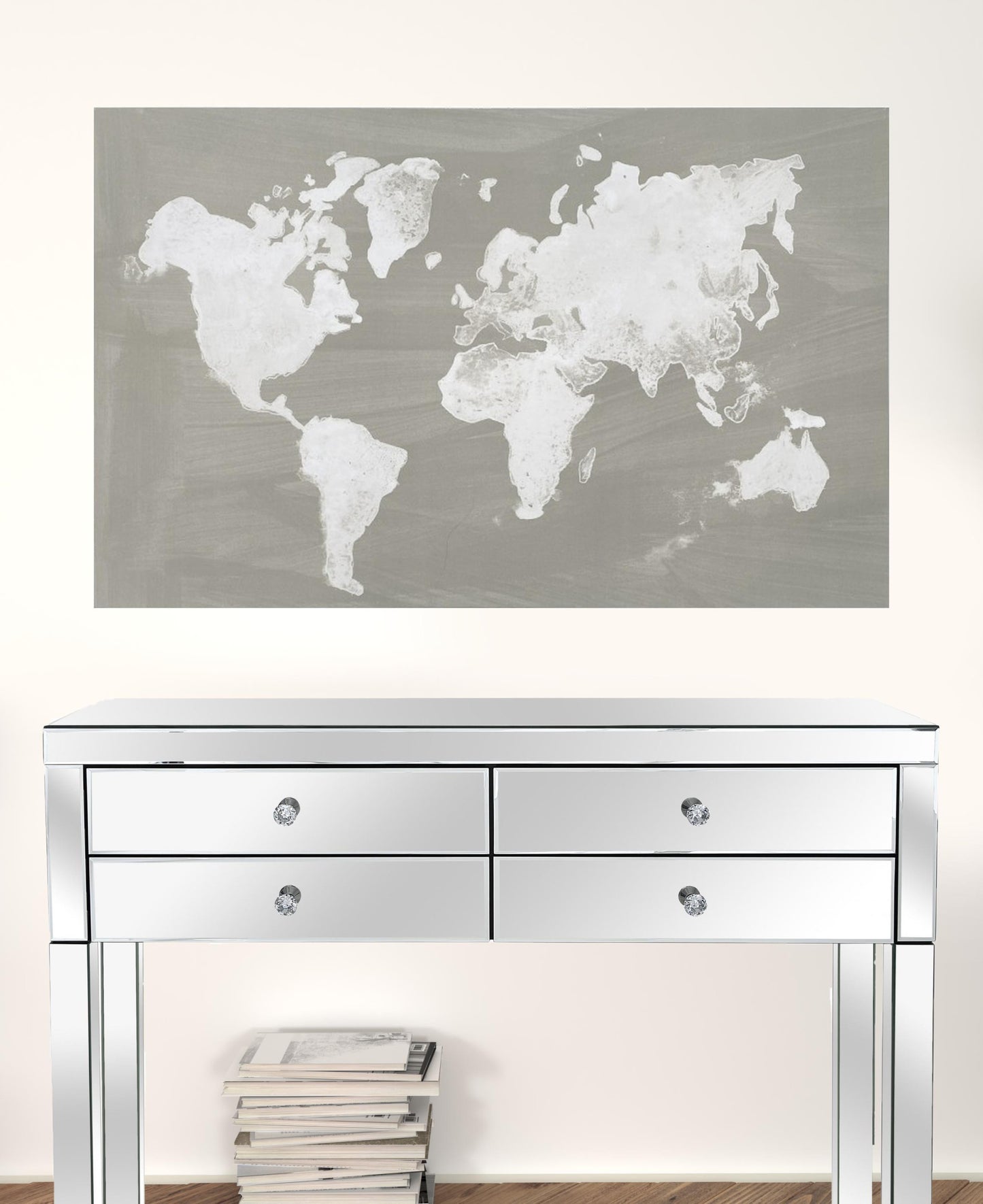 The World In Neutral Wrapped Canvas Painting Wall Art