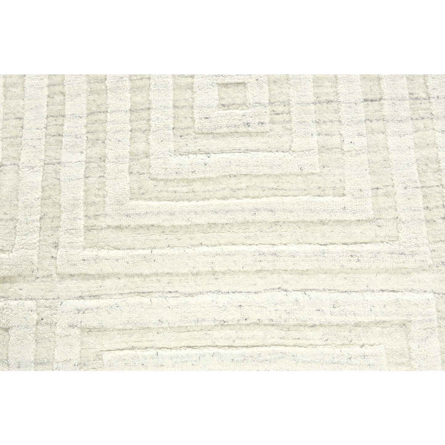 8' Ivory Geometric Hand Woven Runner Rug