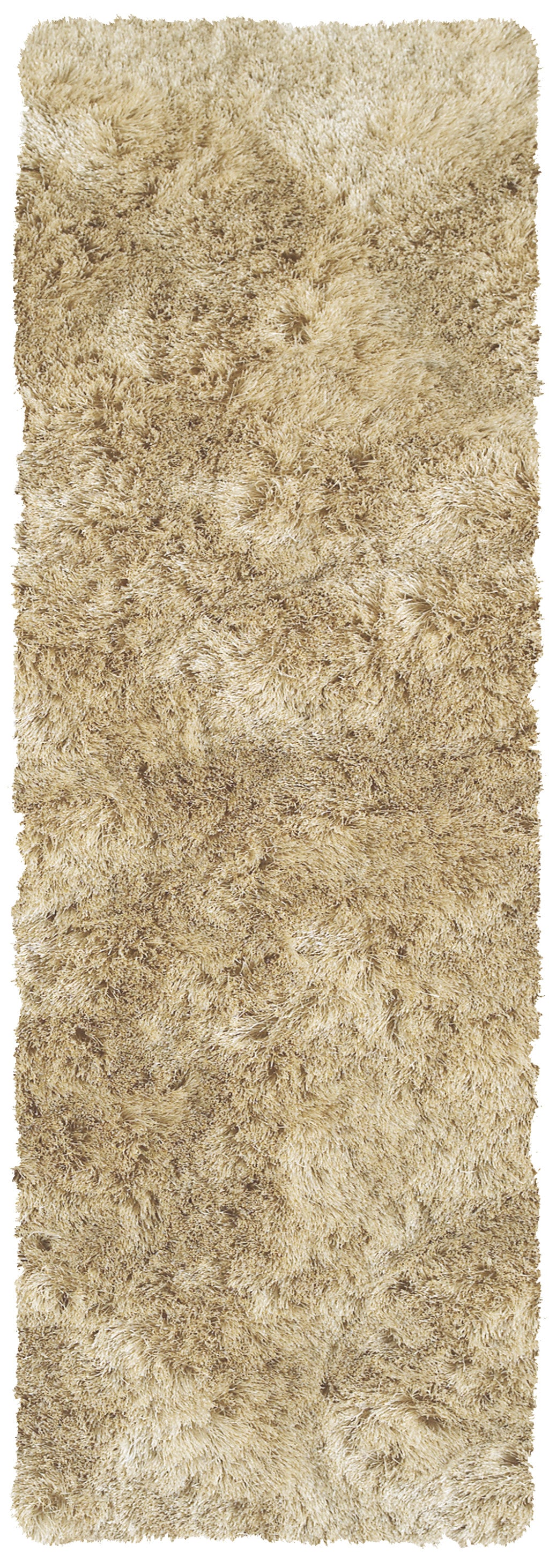 6' Taupe Shag Hand Tufted Runner Rug