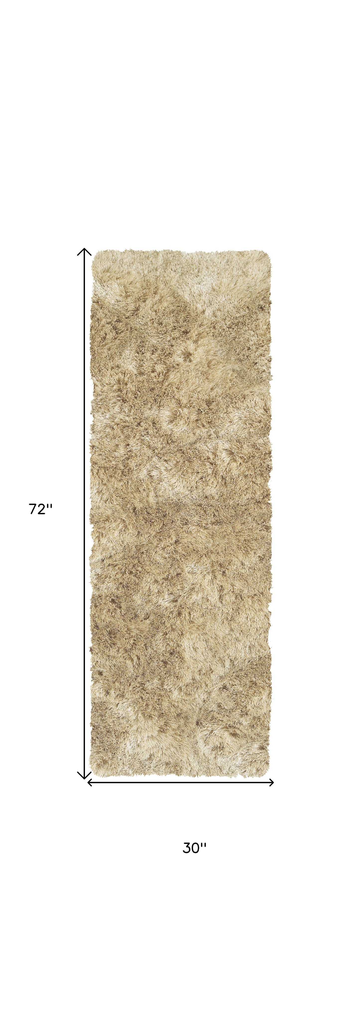 6' Taupe Shag Hand Tufted Runner Rug