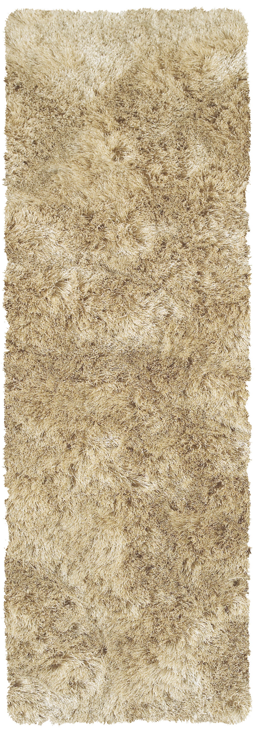 6' Taupe Shag Hand Tufted Runner Rug