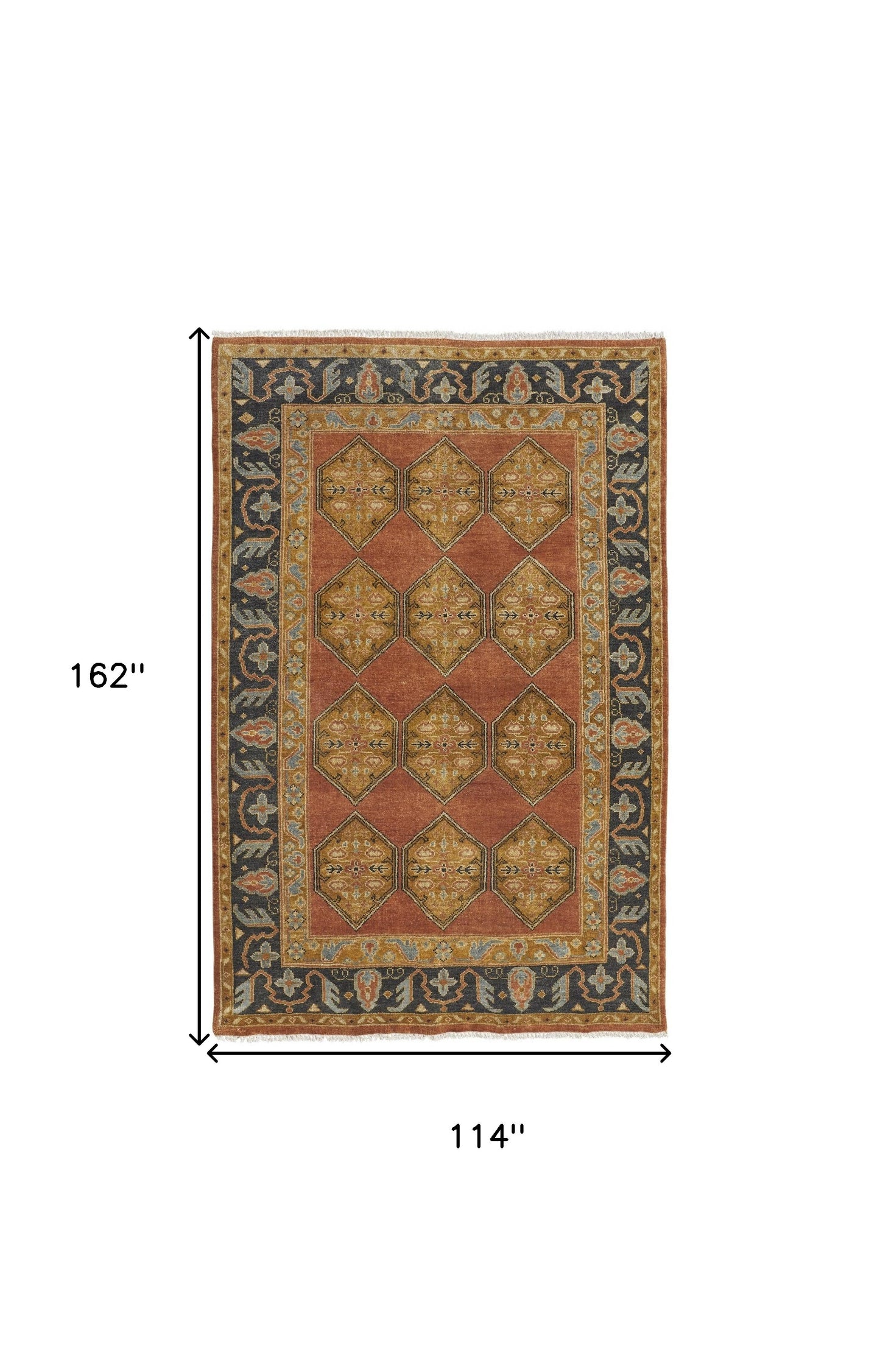 10' X 13' Tan Orange And Brown Wool Floral Hand Knotted Stain Resistant Area Rug