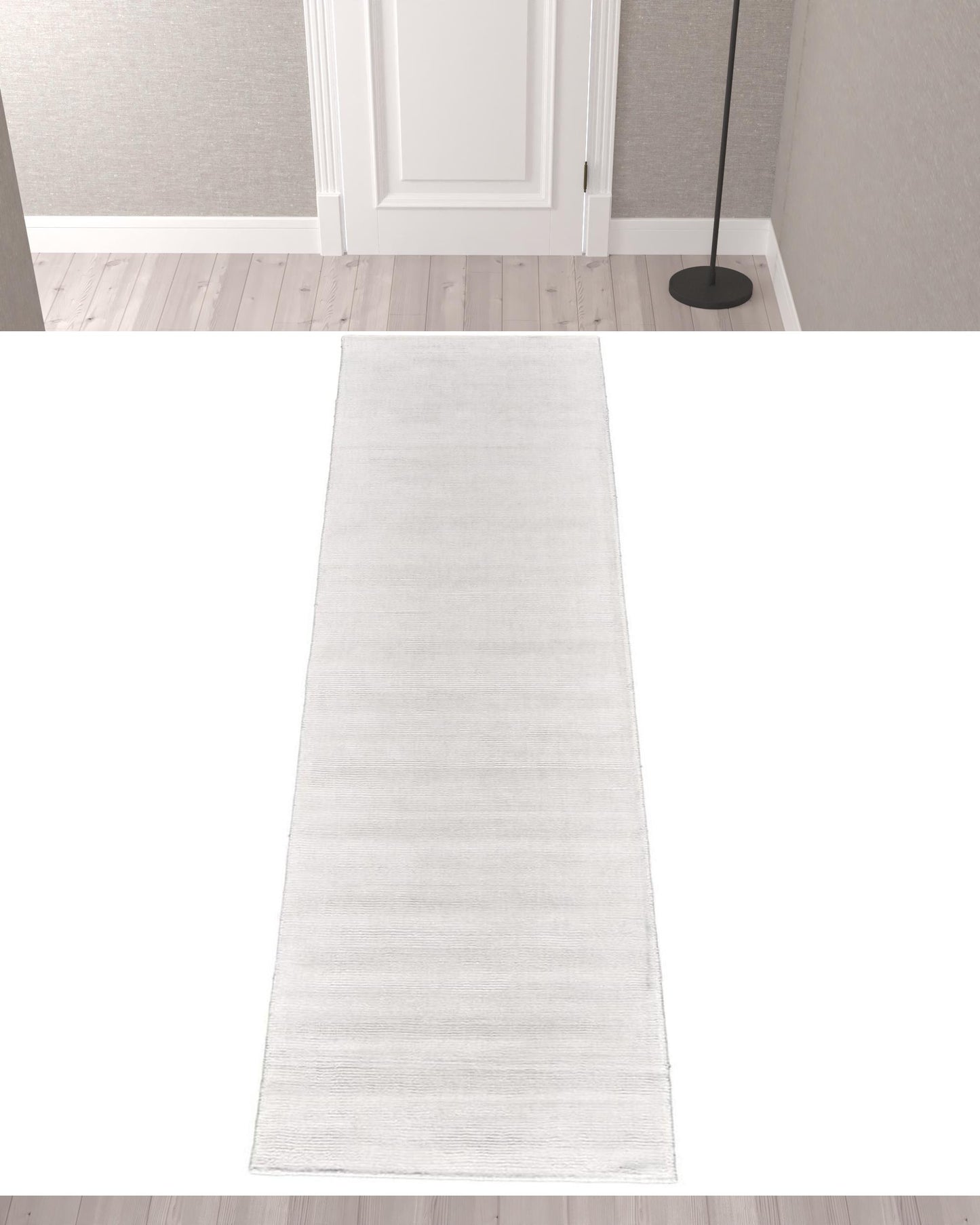 10' White Hand Woven Distressed Runner Rug