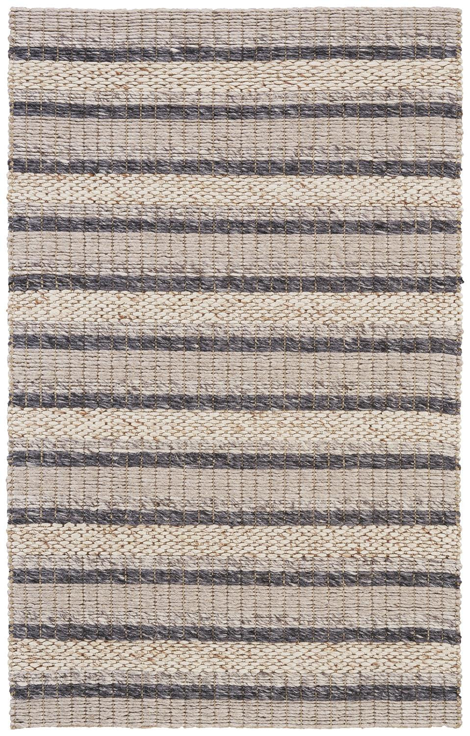 12' X 15' Ivory Tan And Gray Wool Hand Woven Stain Resistant Area Rug