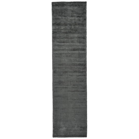 10' Gray and Black Hand Woven Runner Rug