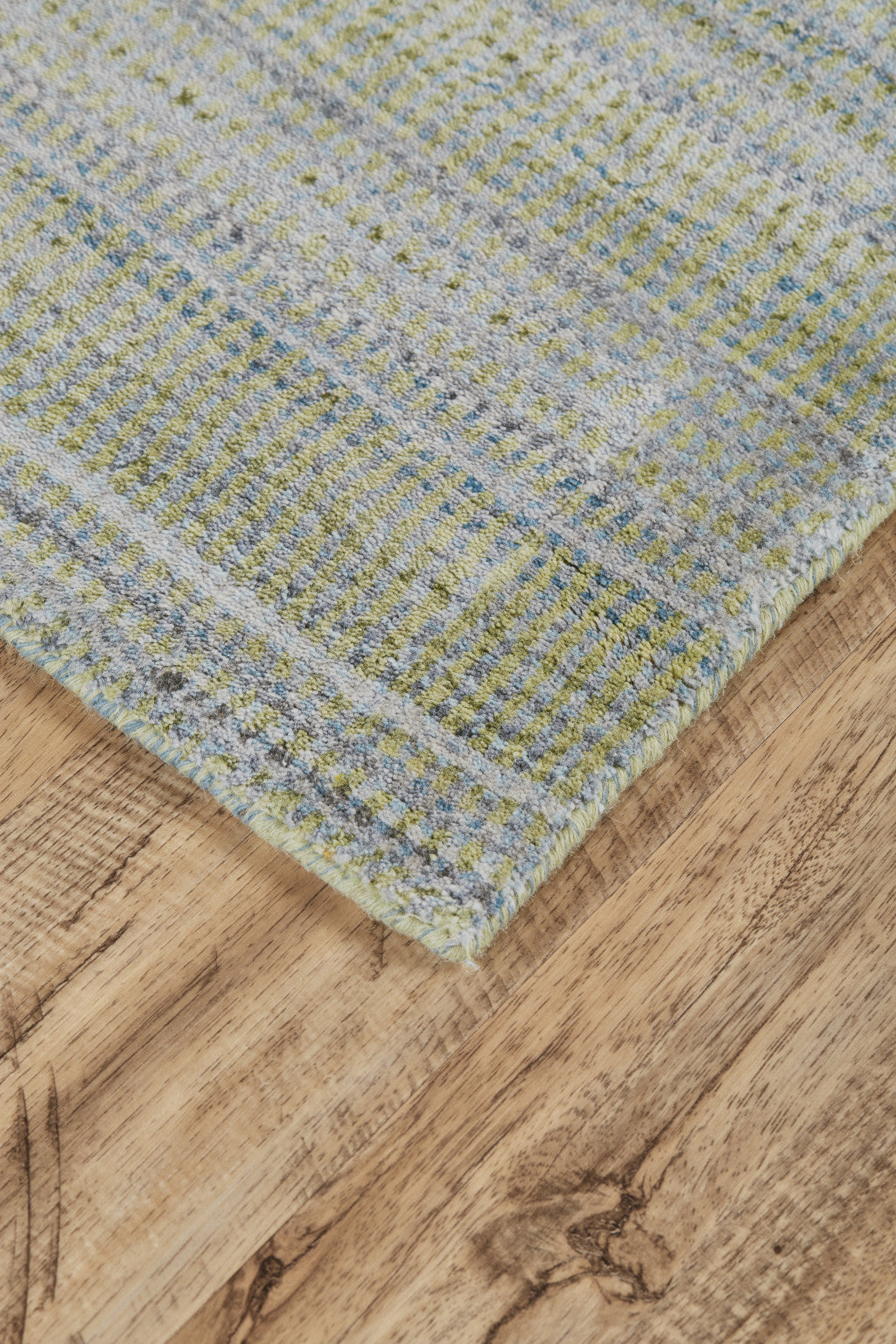 10' X 13' Green Blue And Tan Ombre Hand Woven Area Rug