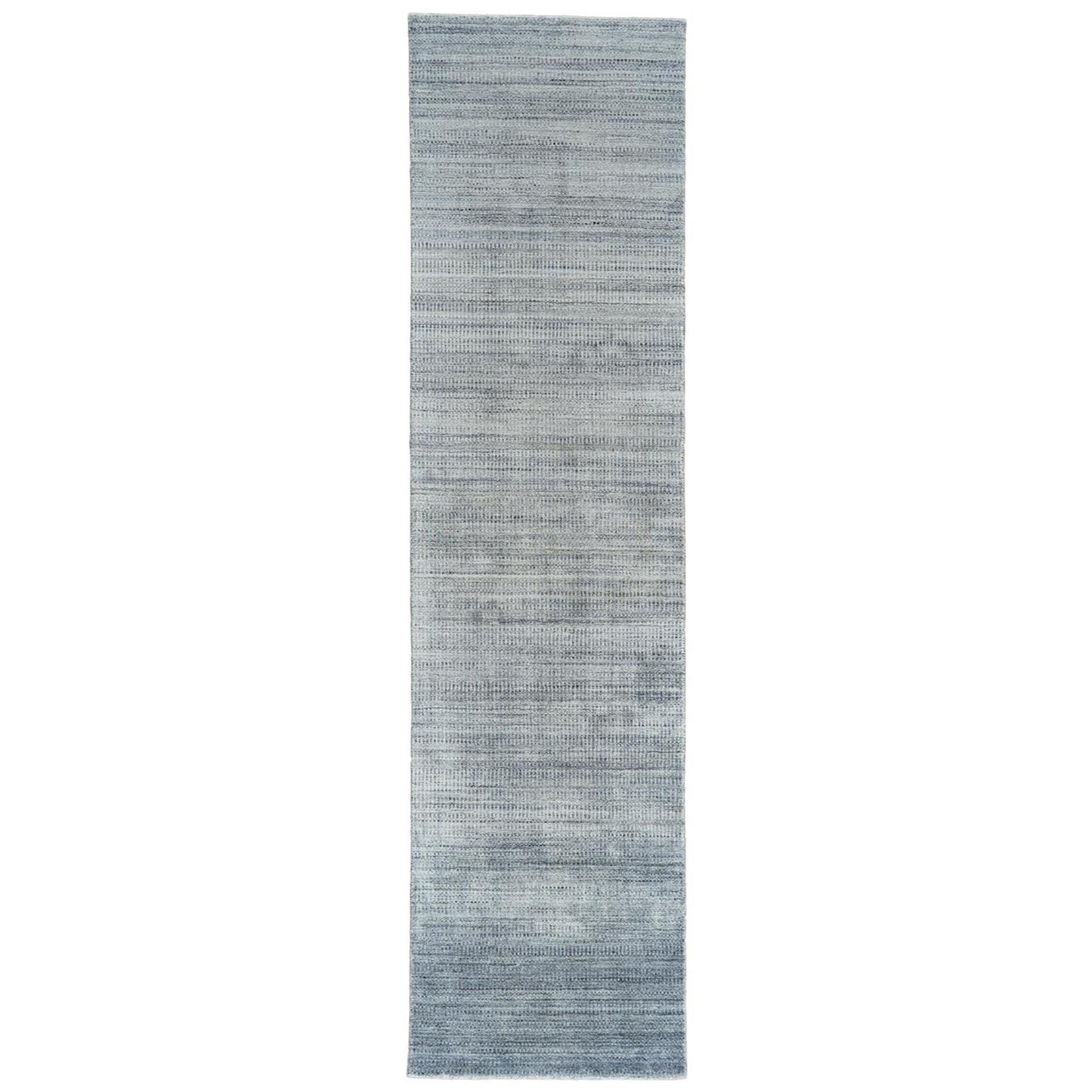 10' Blue and Gray Ombre Hand Woven Runner Rug