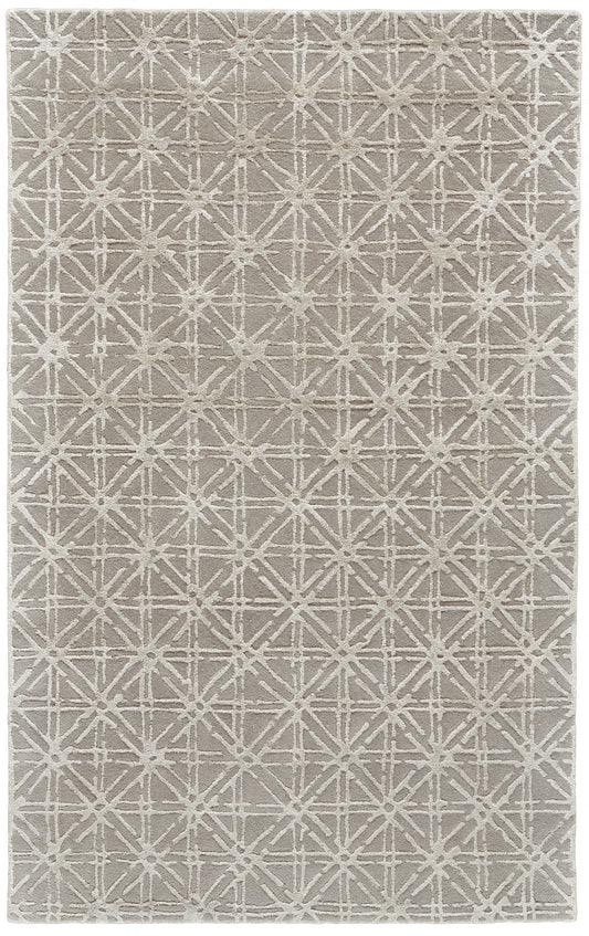 10' X 13' Taupe Ivory And Tan Wool Abstract Tufted Handmade Area Rug