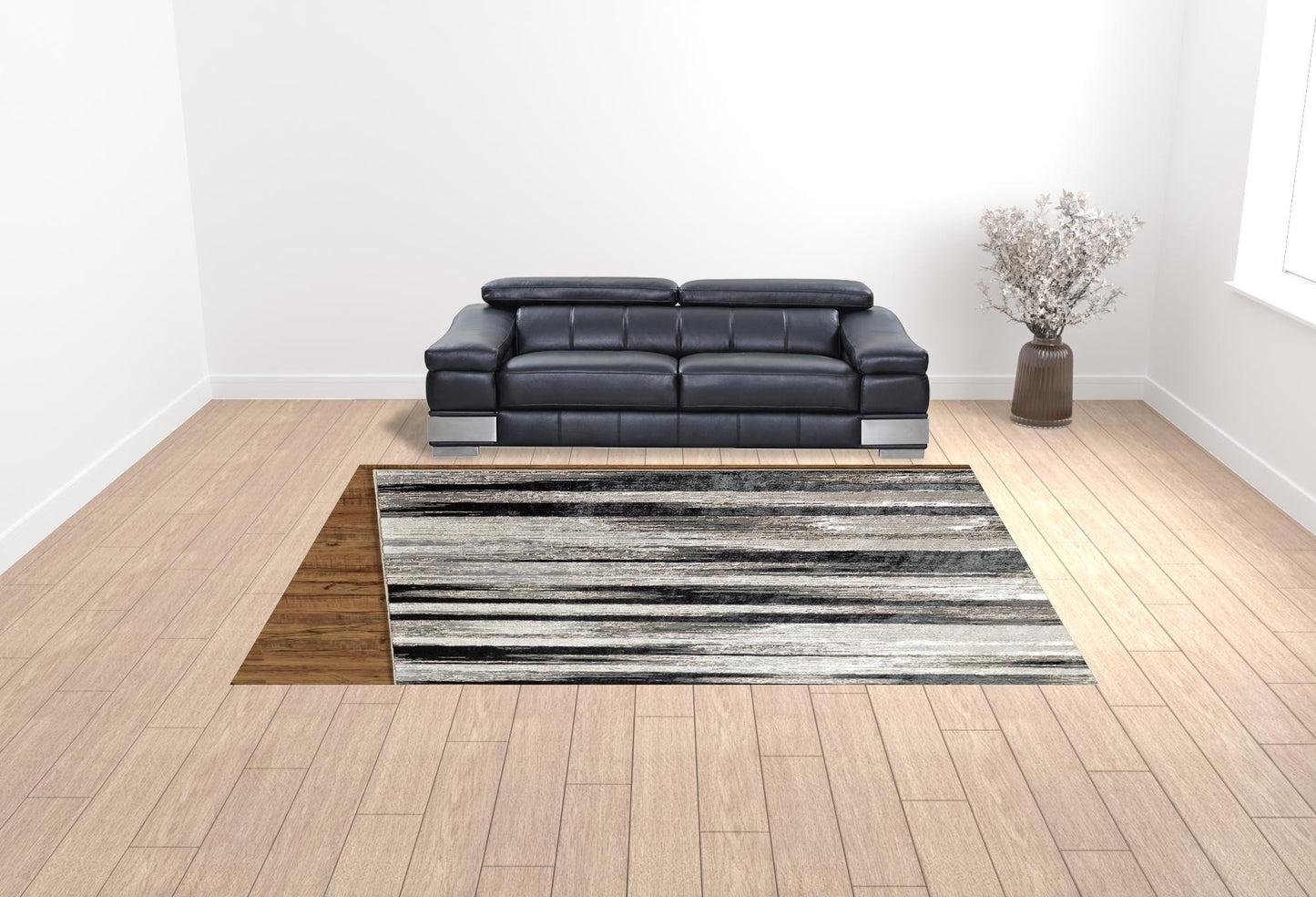 10' x 13' Beige and Black Abstract Power Loom Area Rug