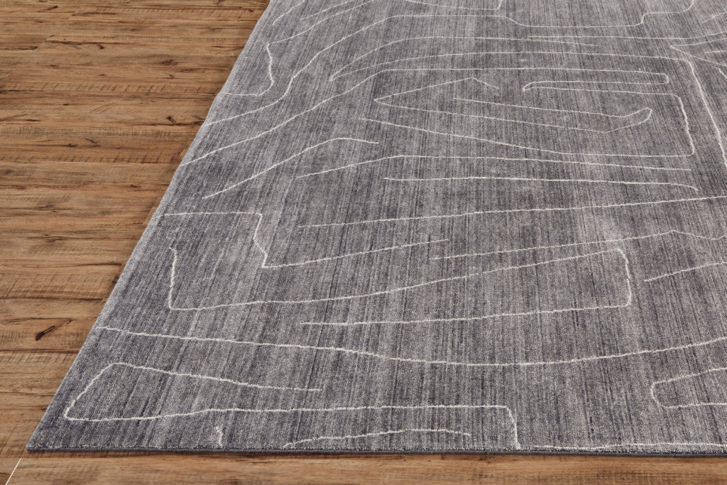 10' X 13' Gray And Ivory Abstract Hand Woven Area Rug