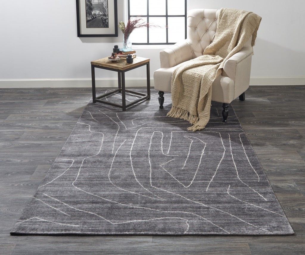 10' X 13' Gray And Ivory Abstract Hand Woven Area Rug