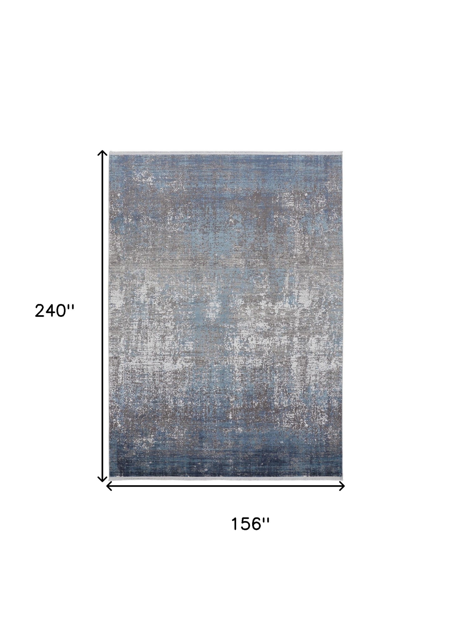 Blue Gray And Silver Abstract Power Loom Distressed Area Rug