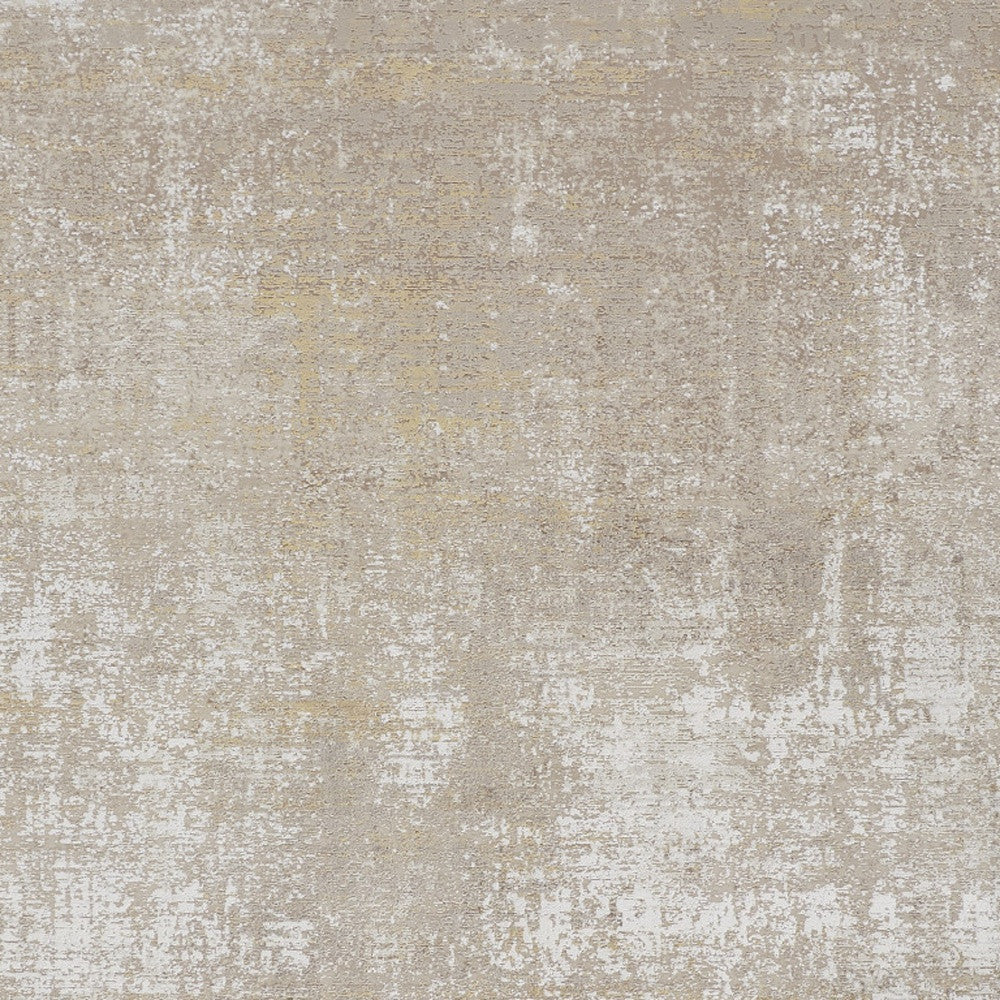 12' X 18' Taupe Ivory And Gold Abstract Power Loom Distressed Area Rug