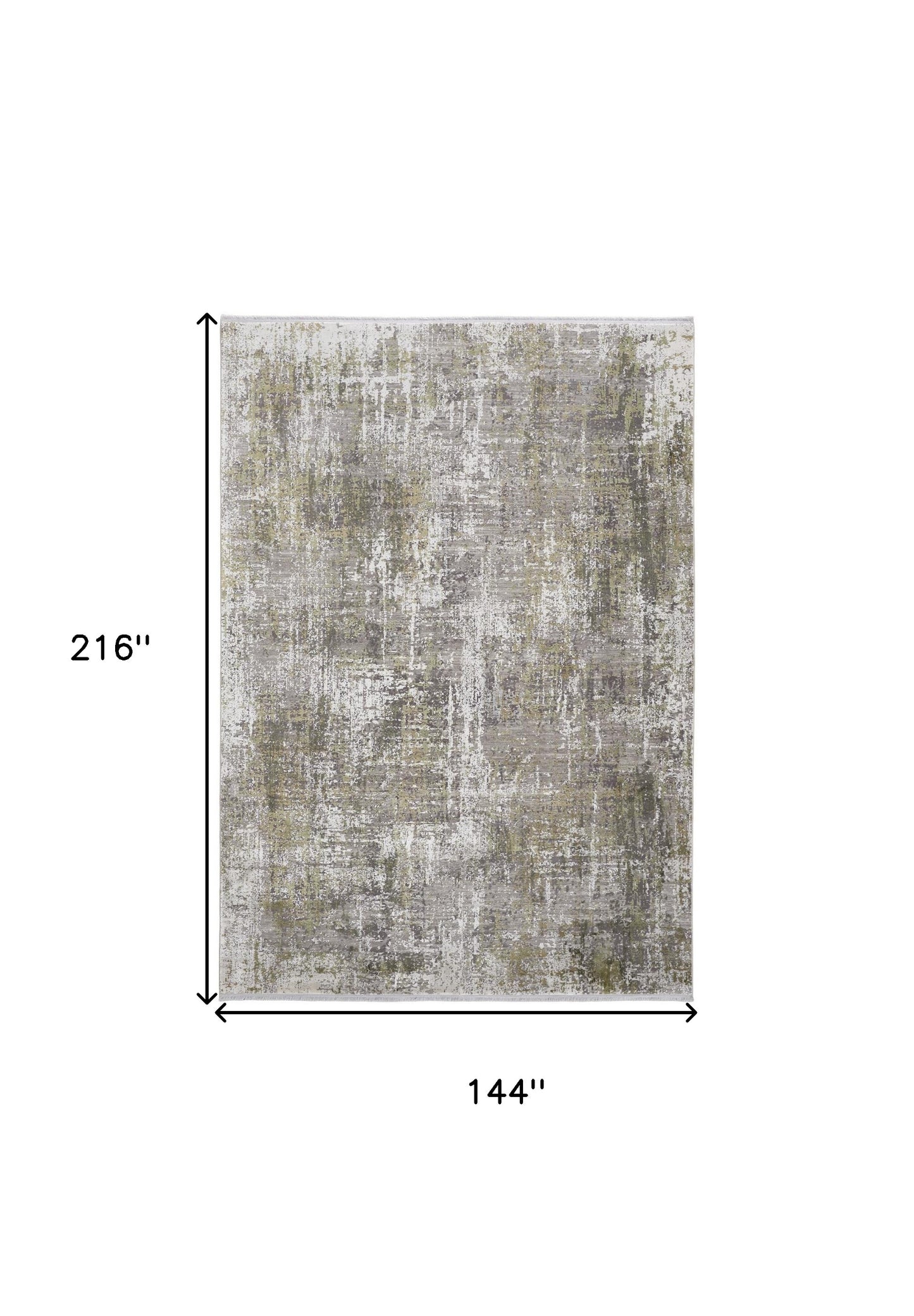 12' X 18' Green Gray And Ivory Abstract Power Loom Distressed Area Rug