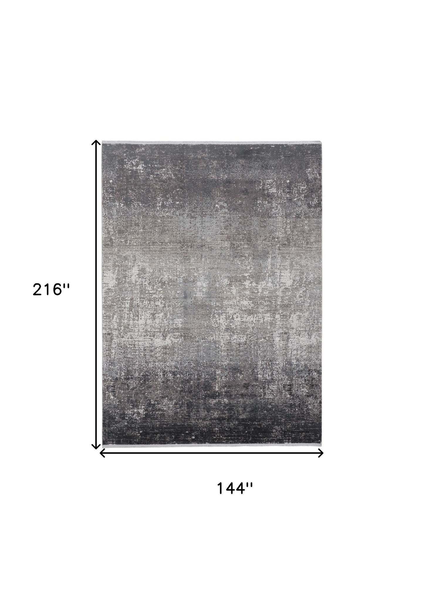 12' X 18' Gray Black And Silver Abstract Power Loom Distressed Area Rug