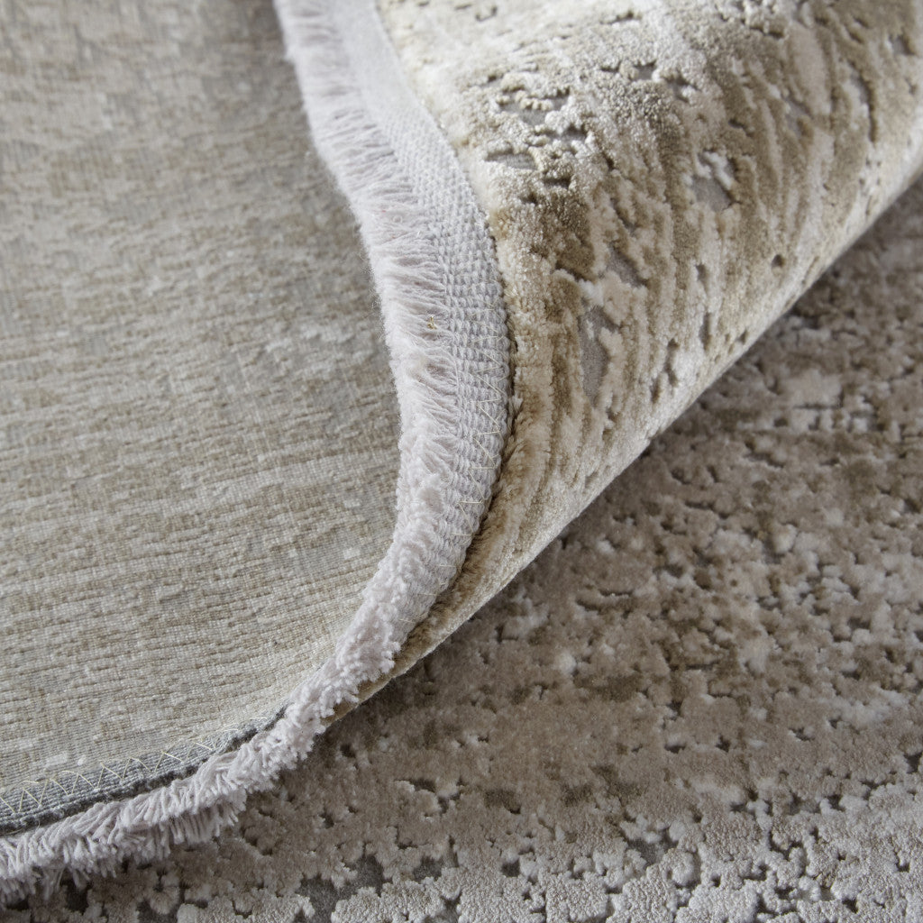 Tan Ivory And Gray Abstract Power Loom Distressed Area Rug