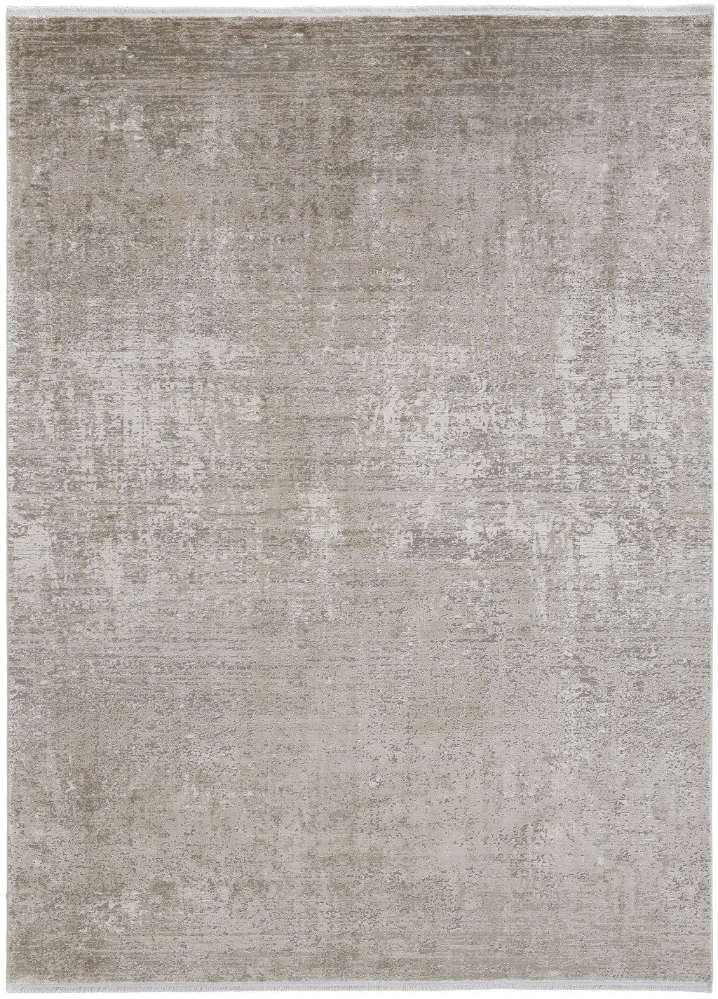 Tan Ivory And Gray Abstract Power Loom Distressed Area Rug