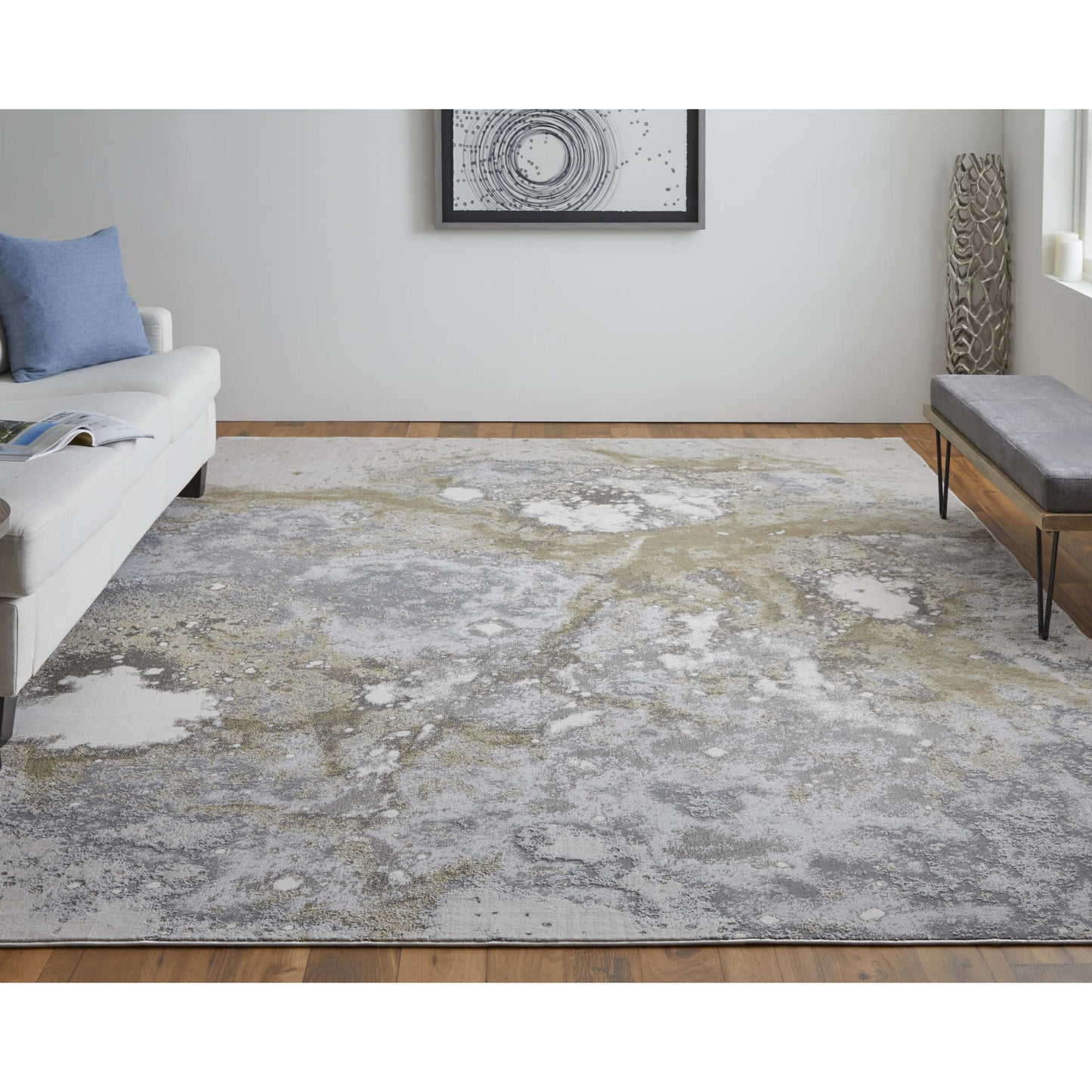 5' x 8' Gray Abstract Area Rug