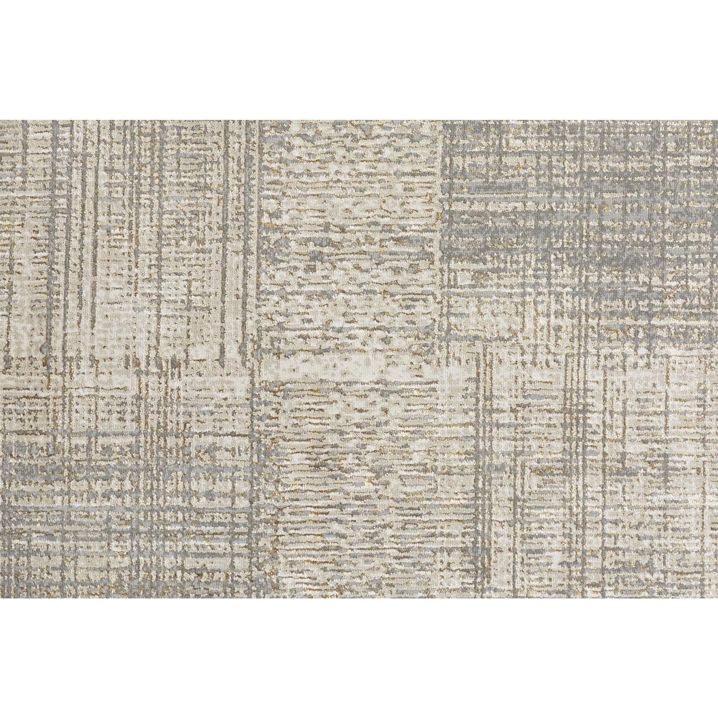 8' Gray and Ivory Abstract Runner Rug