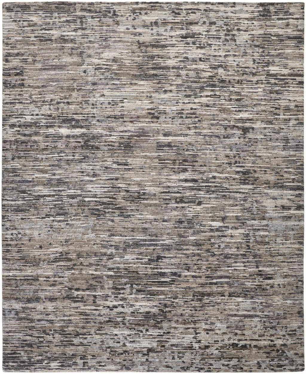 8' X 10' Gray Blue And Silver Wool Abstract Hand Knotted Area Rug