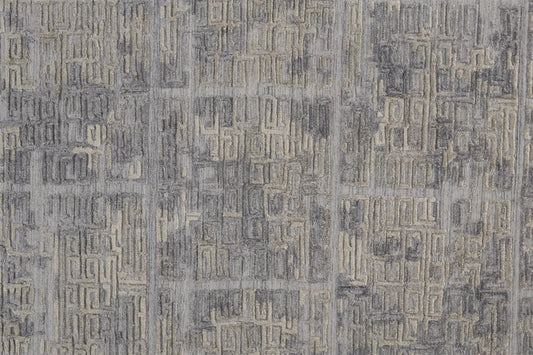 10' X 14' Gray And Ivory Abstract Hand Woven Area Rug