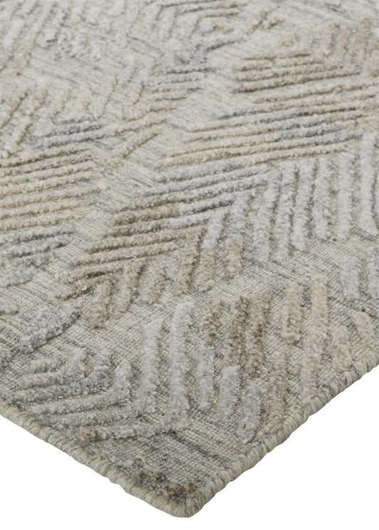 12' X 15' Gray And Taupe Abstract Hand Woven Area Rug