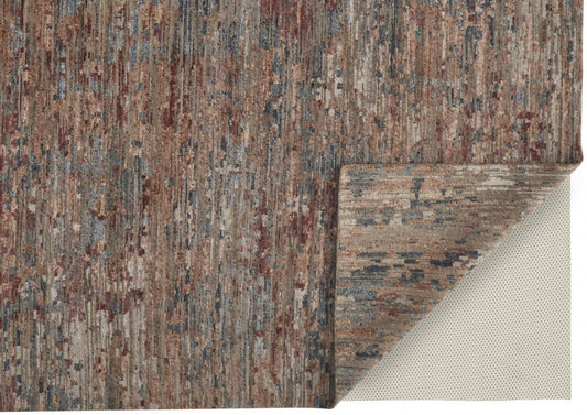 12' X 15' Red And Blue Wool Abstract Hand Knotted Area Rug