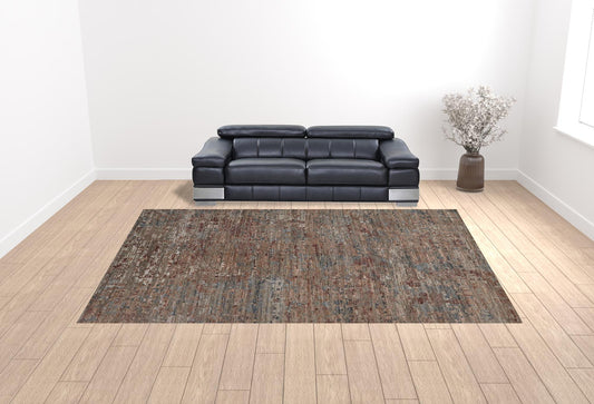 12' X 15' Red And Blue Wool Abstract Hand Knotted Area Rug