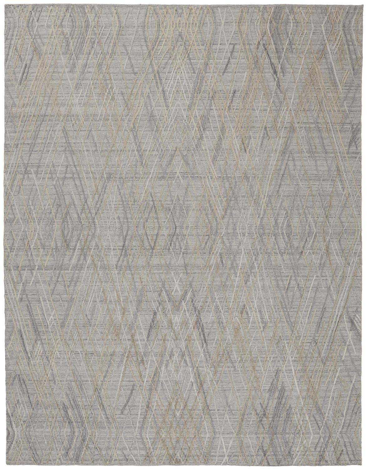12' X 15' Gray And Ivory Abstract Hand Woven Area Rug