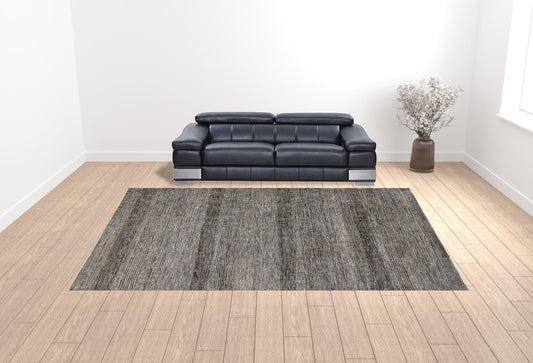 12' X 15' Gray Wool Striped Hand Knotted Area Rug