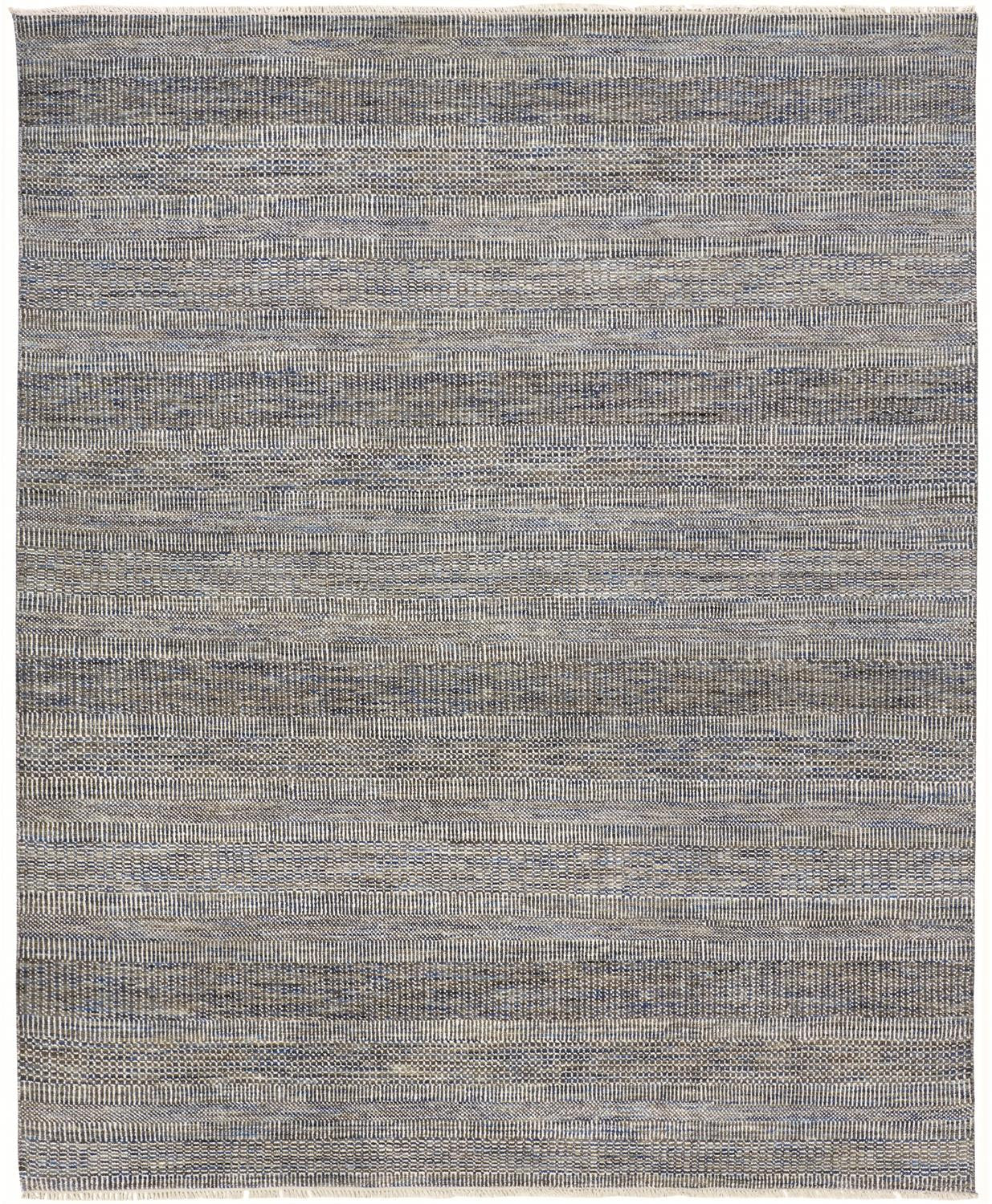 12' X 15' Silver Wool Striped Hand Knotted Area Rug