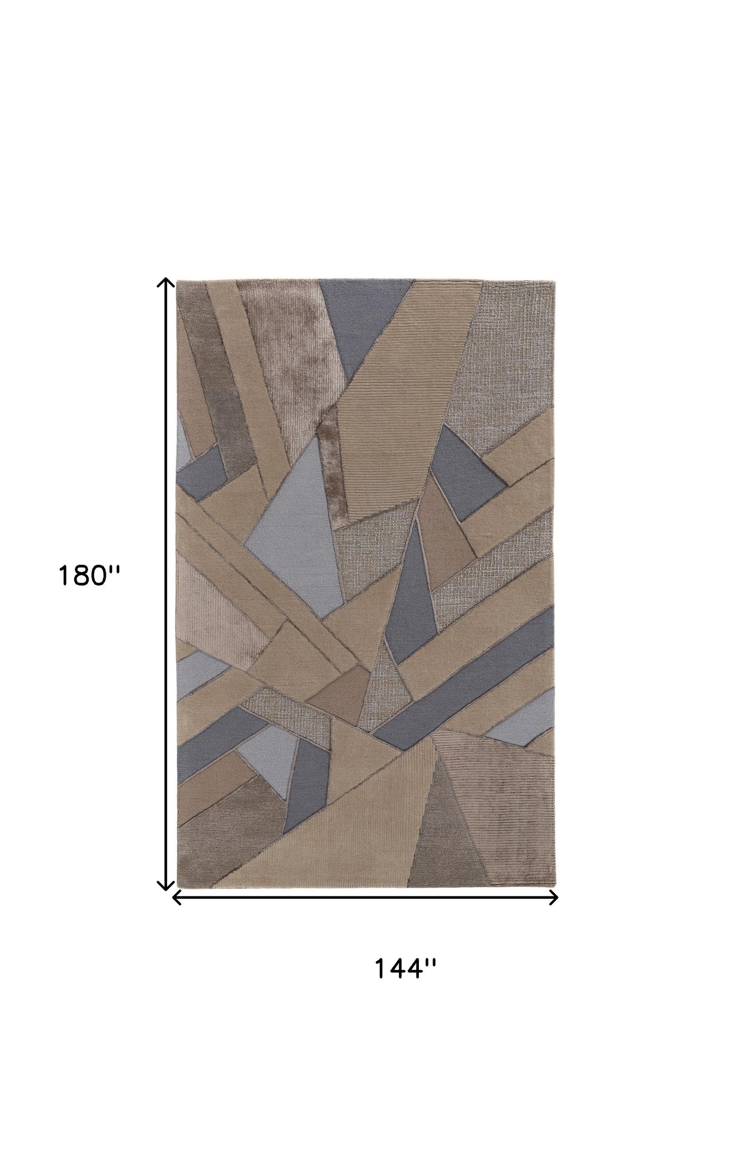 12' X 15' Tan Brown And Blue Wool Geometric Tufted Handmade Area Rug